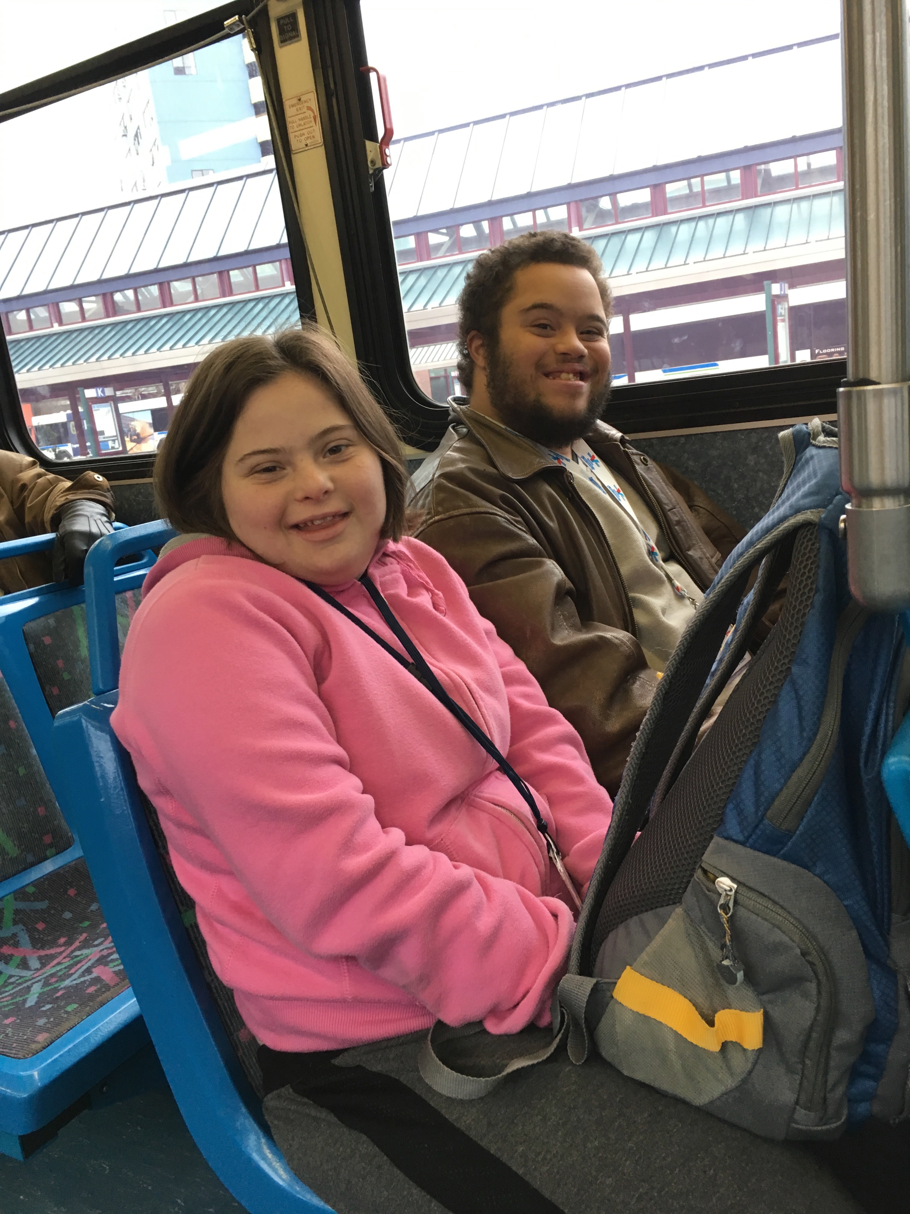 Students ride the bus to job sites